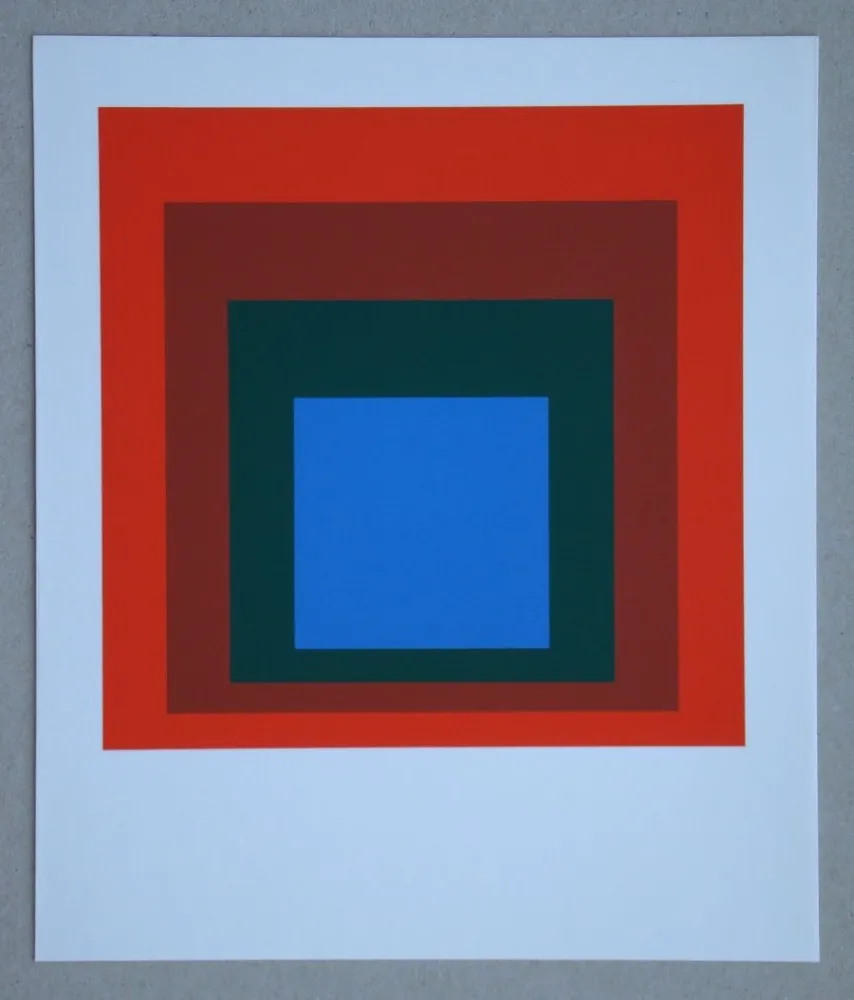 Zeefdruk Albers - Blue+darkgreen with 2 reds