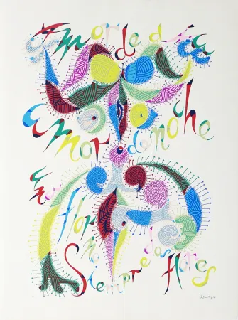 Zeefdruk Alberti - Amor de Día, Amor de Noche,  una Flor no Siempre da Flores I