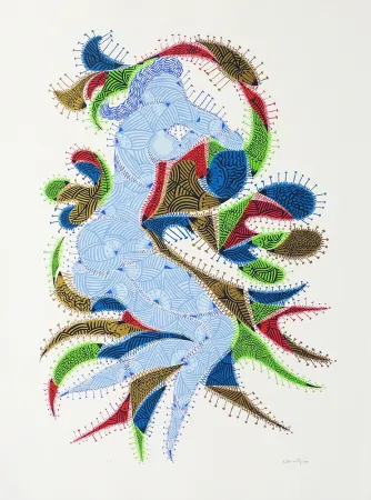 Zeefdruk Alberti - Amor de día, Amor de noche, una flor no siempre da flores V