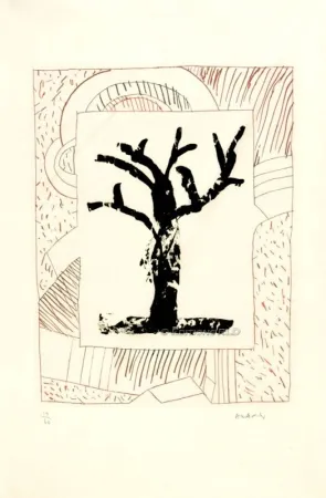 Ets En Aquatint Alechinsky - ARBRE CENTRAL, AU ROUGE