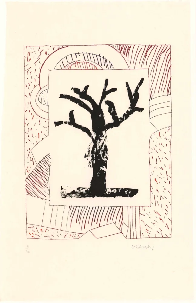 Ets En Aquatint Alechinsky - Arbre central, au rouge 