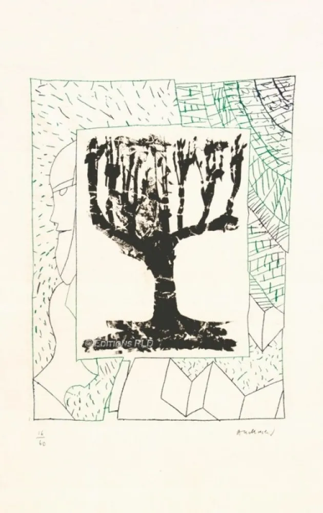 Ets En Aquatint Alechinsky - ARBRE CENTRAL, AU VERT