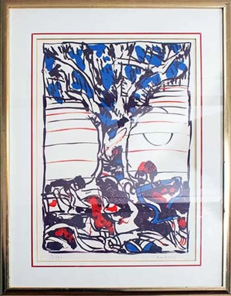 Lithografie Alechinsky - Arbre en bleu