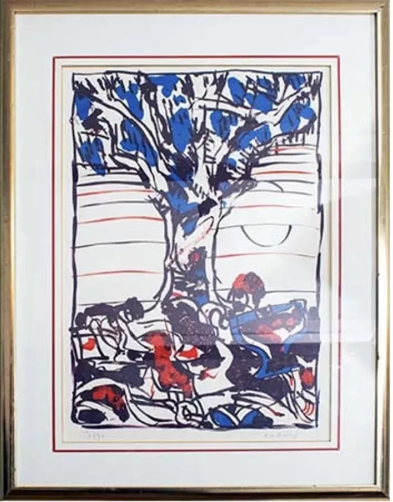 Lithografie Alechinsky - Arbre en bleu
