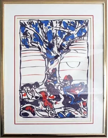 Lithografie Alechinsky - Arbre en bleu