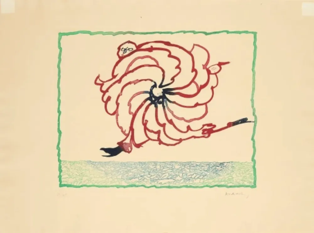 Gravure Alechinsky - Astrologue en fuite