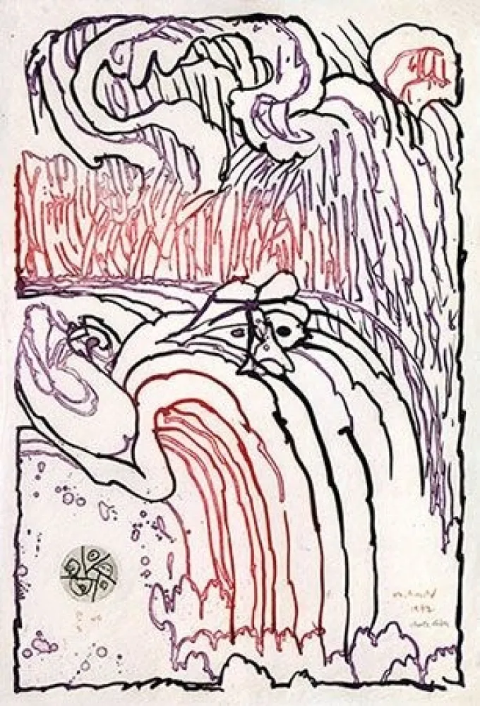 Gravure Alechinsky - Chute libre