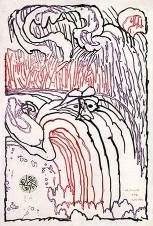 Gravure Alechinsky - Chute libre