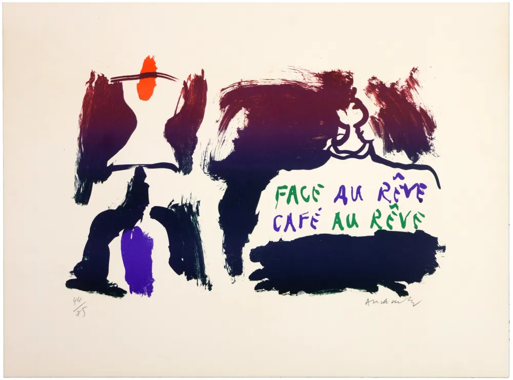 Lithografie Alechinsky - Face au rêve café au rêve