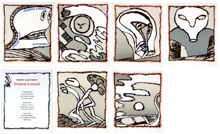 Lithografie Alechinsky - Griserie à minuit 1, 2, 3, 4, 5, 6  (Complete suite)