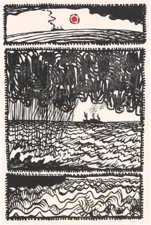 Lithografie Alechinsky - Le volturno I au point rouge