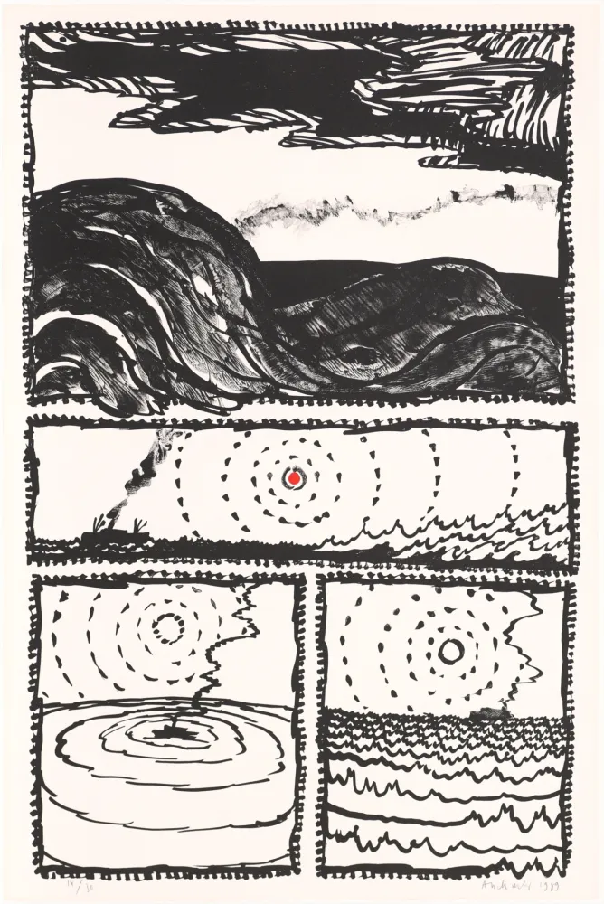 Lithografie Alechinsky - Le volturno III plus un point rouge