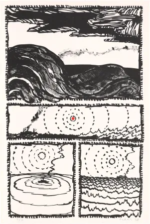 Lithografie Alechinsky - Le volturno III plus un point rouge