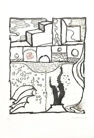 Gravure Alechinsky - Les trois marches