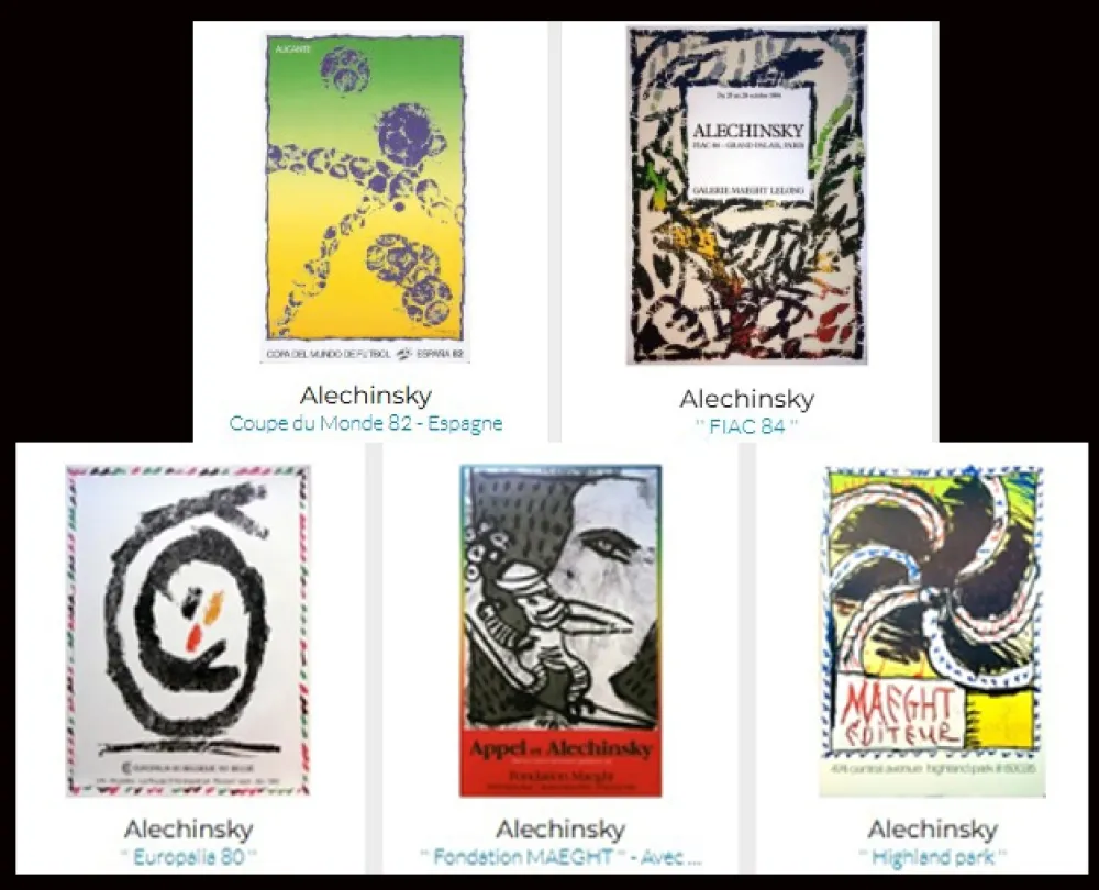 Lithografie Alechinsky - Lot de 5 Affiches originales