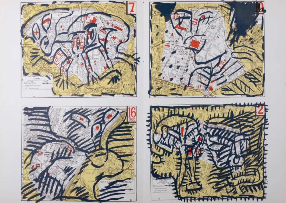 Lithografie Alechinsky - Paris Districts, 1982