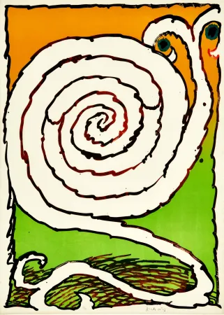 Lithografie Alechinsky - Pierre Alechinsky (1927) – Plate II from the portfolio Ceremonial Labyrinths (Labyrinthes d’apparat) – Color lithograph on Arches paper – 1972
