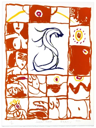 Lithografie Alechinsky - Serpent chanté