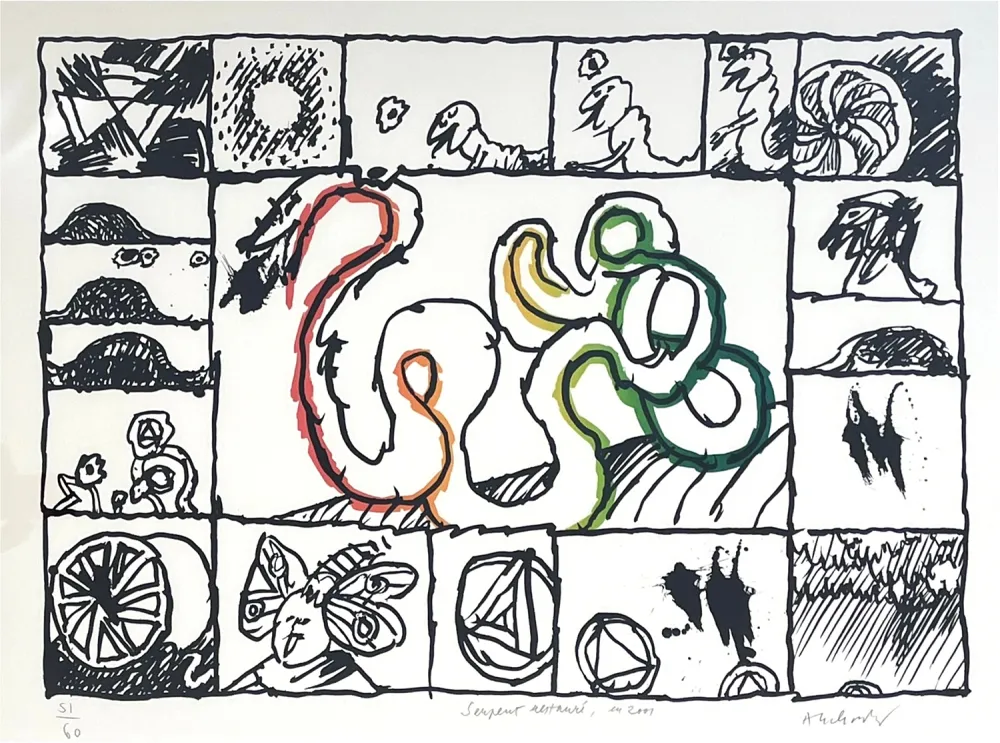 Lithografie Alechinsky - Serpent restauré