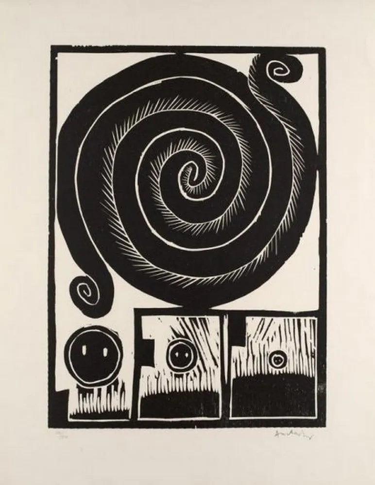 Houtsnede Alechinsky - SPIRALE 1972