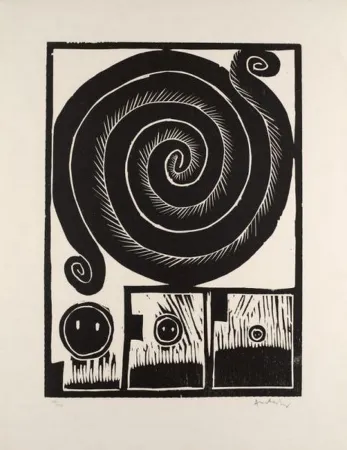 Houtsnede Alechinsky - SPIRALE 1972