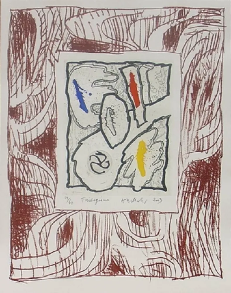 Houtsnede Alechinsky - Trilogisme