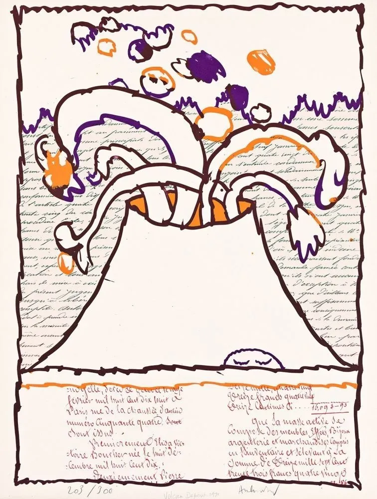 Lithografie Alechinsky - Volcan depint