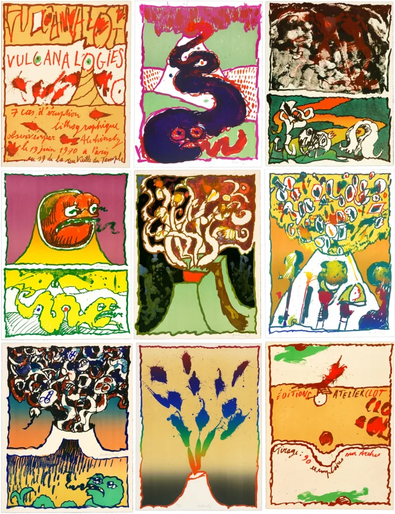 Lithografie Alechinsky - Vulcanalogies I, II, III, IV, V, VI, VII (complete portfolio)