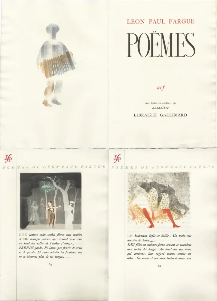 Geïllustreerd Boek Alexeïeff - Léon-Paul Fargue : POÈMES. Eaux-fortes en couleurs par Alexeïeff (1943)