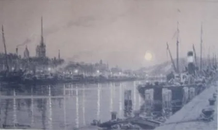 Lithografie Alleaume - Le port de Rouen