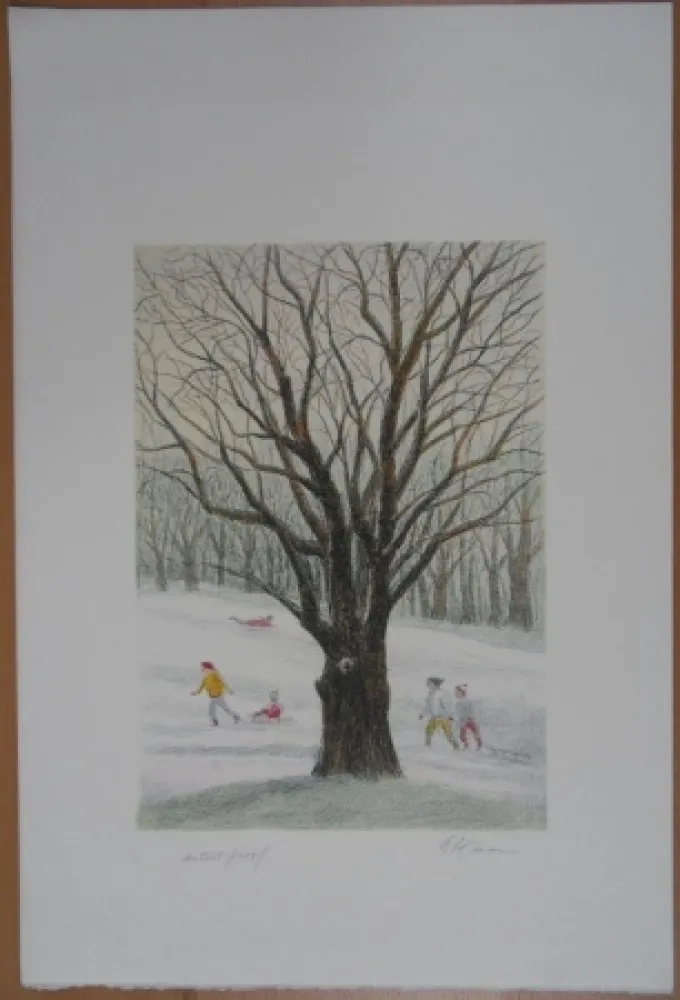 Lithografie Altman - Winter in the Park