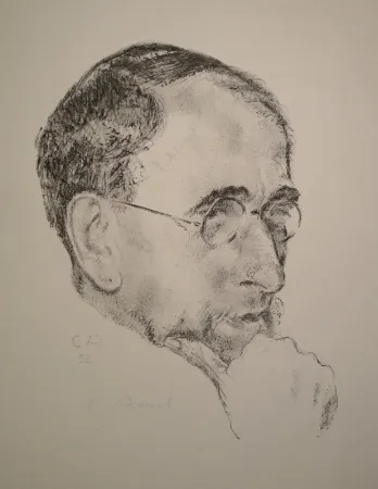 Lithografie Amiet - Bildnis Ernst Kreidolf in Dreiviertelansicht