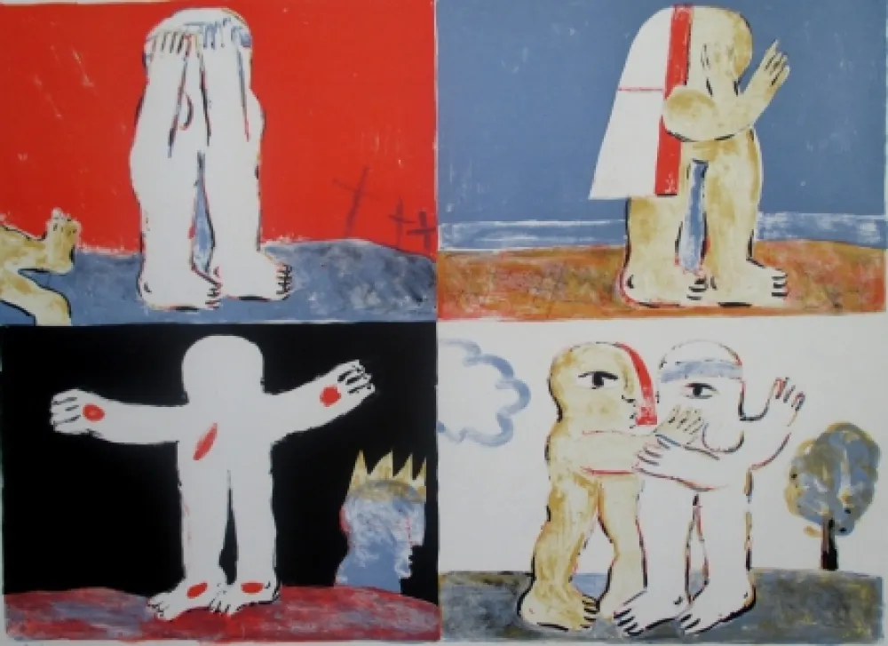 Lithografie Antes - Engel der Geschichte