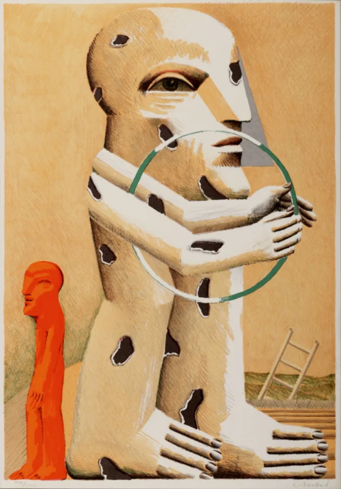 Lithografie Antes - Figure tachetée avec cerceau, 1982 - Hand-signed!