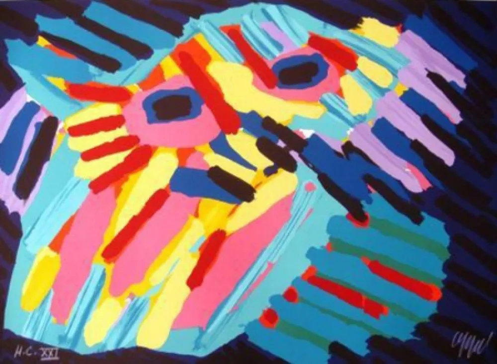 Lithografie Appel - Big head coming