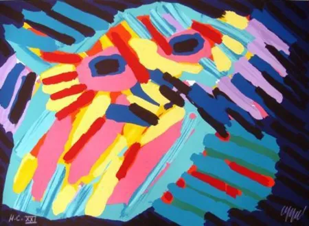 Lithografie Appel - Big head coming