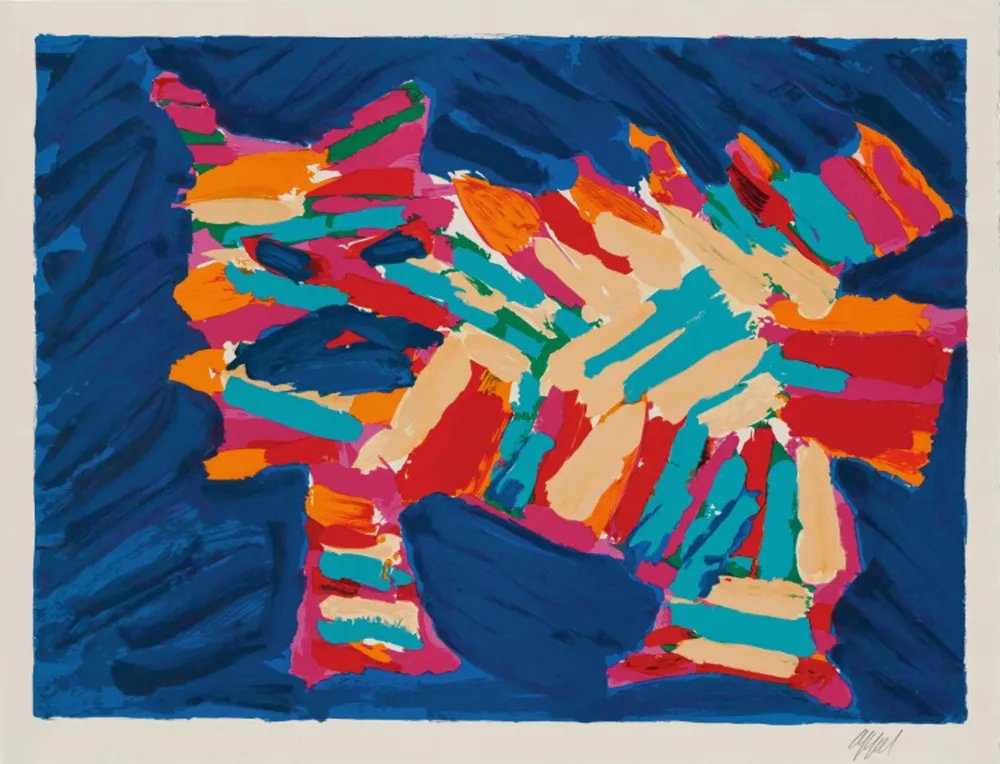 Lithografie Appel - Blue Cat