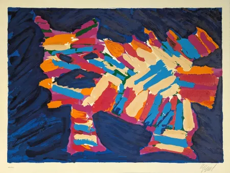 Lithografie Appel - Blue Cat 