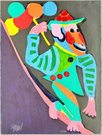 Houtsnede Appel - Circus, trough space, step over time