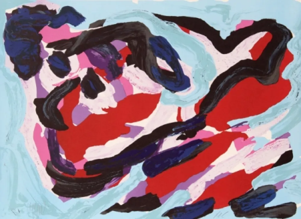 Lithografie Appel - Floating in Blue