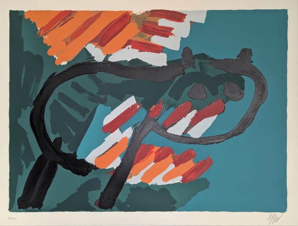 Lithografie Appel - Green Cat 