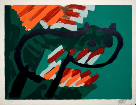 Lithografie Appel - Green Cat, 1978 - Hand-signed!