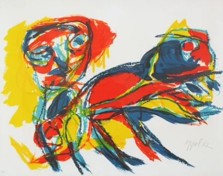 Lithografie Appel - Man and Red Beast