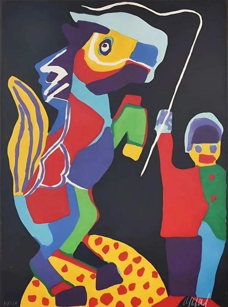 Houtsnede Appel - On voit marcher toutes les Couleurs