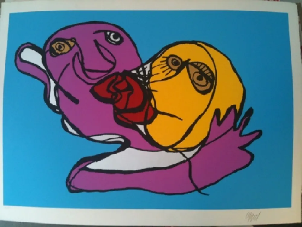 Zeefdruk Appel - Sky blue kiss