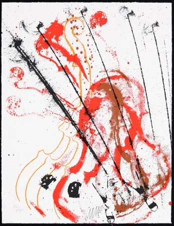 Zeefdruk Arman - Accords à cordes III