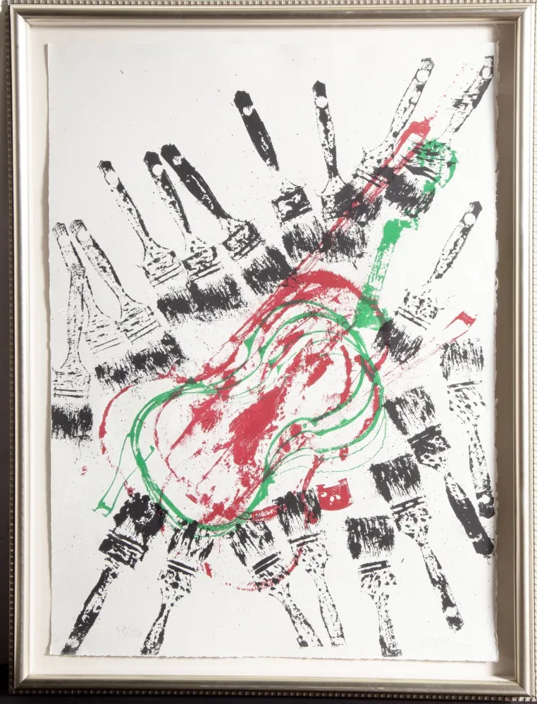 Zeefdruk Arman - Empreinted De Violins Et Pinceaux