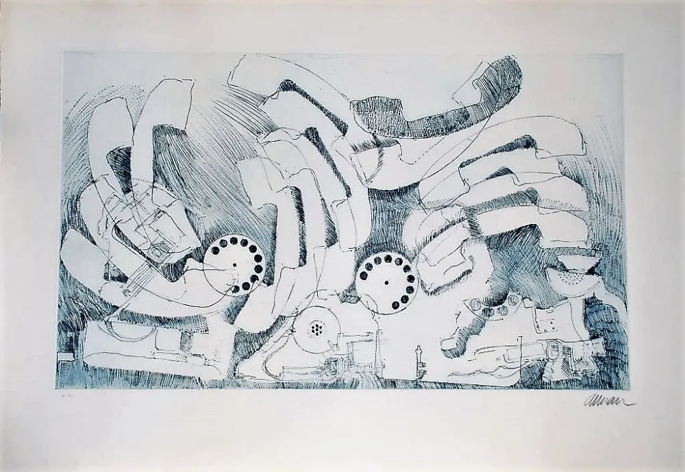 Lithografie Arman - Les téléphones