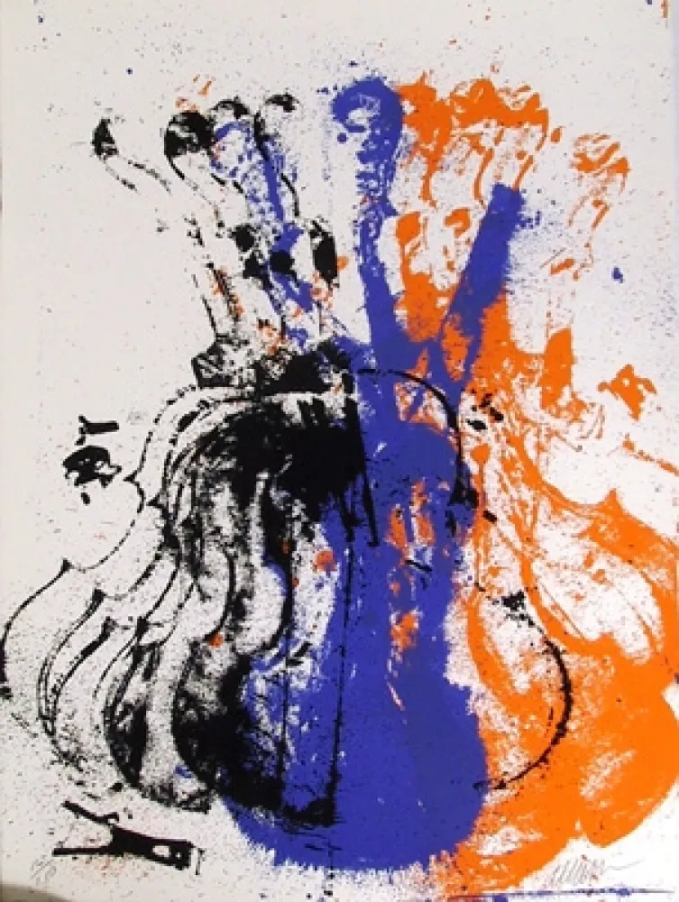 Zeefdruk Arman - Squeezed Blue Fiddle