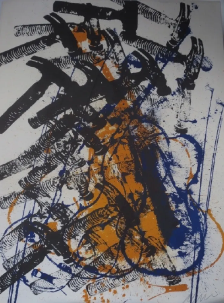 Lithografie Arman - Violon et marteaux